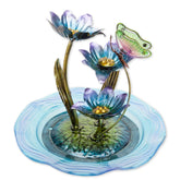 Bits and Pieces - Iridescent Glass Butterfly Fountain Sculpture – Indoor Home Décor - Zen Water Fountain - Desk or Tabletop Accessories - 12" Tall Multicolor image 0